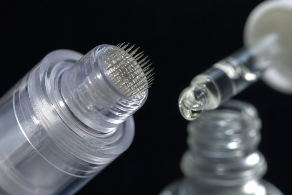 Close-up of a professional microneedling cartridge